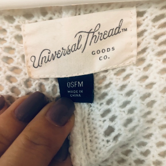 Universal Thread cocoon wrap open knit cardigan sweater burnt orange ivory OSFM - Picture 4 of 6